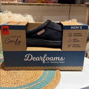 Dearfoams Men's Black Slip-On Loafers Size Medium 9-10 NIB!